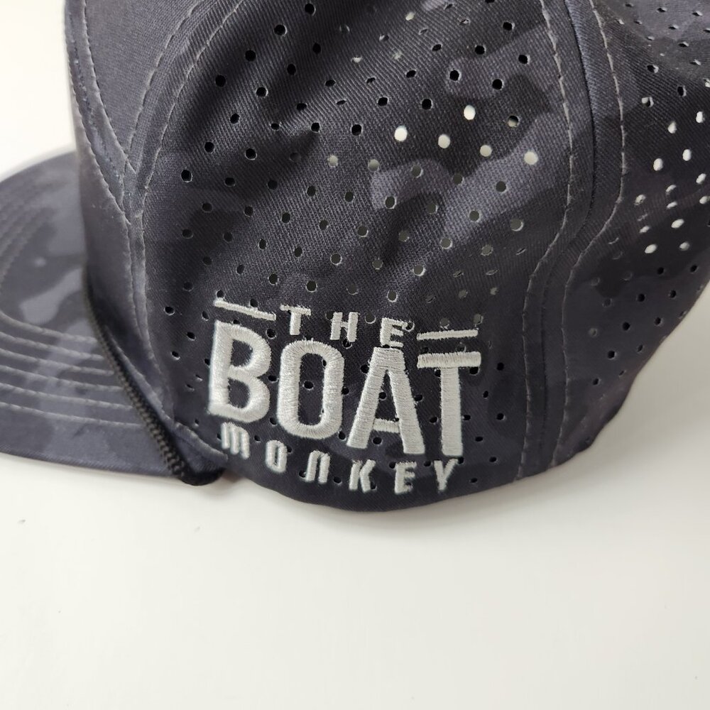 The Boat Monkey Hat OS Black Snap Back Cap Nautical Yacht Fishing Beach - Picture 5 of 9